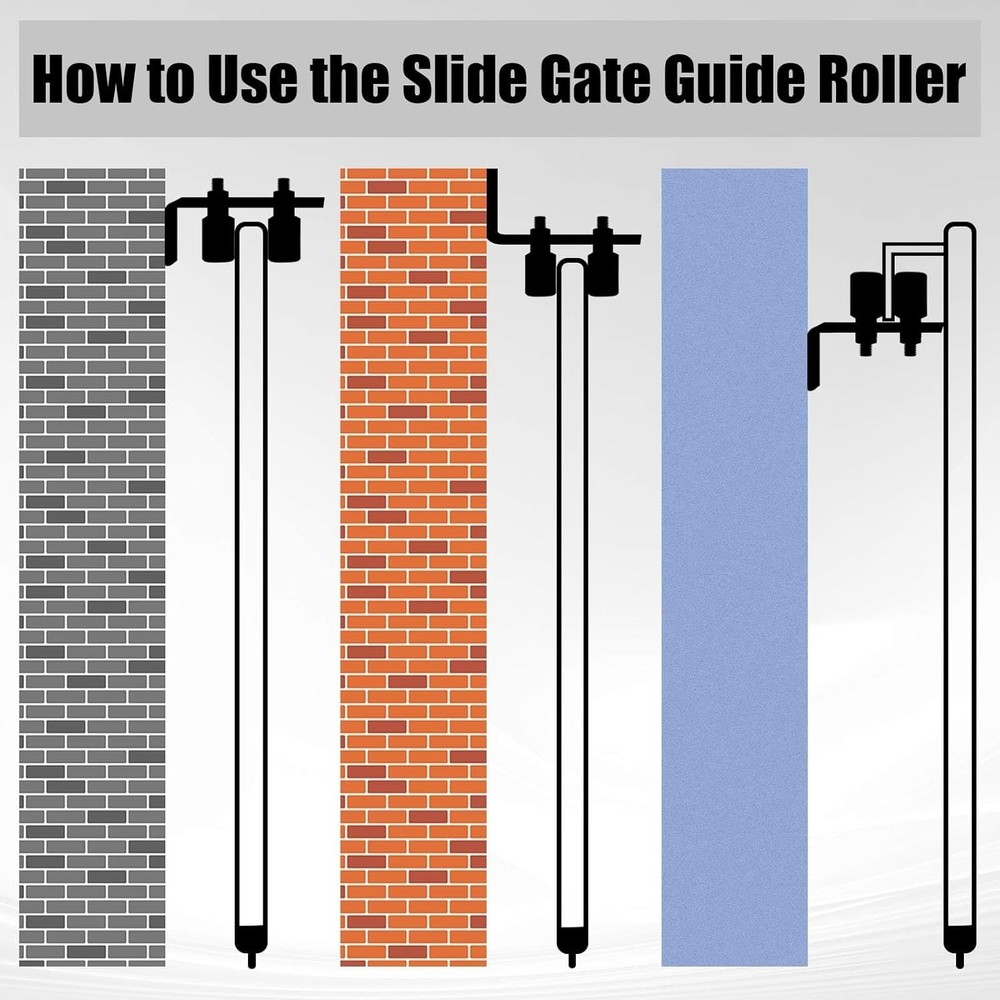 4 Pack Slide Gate Guide Roller Adjustable Dual Nylon Rollers with L Rear Post...