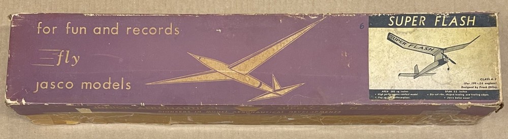 Vintage Jasco SUPER FLASH FF Balsa Model Airplane