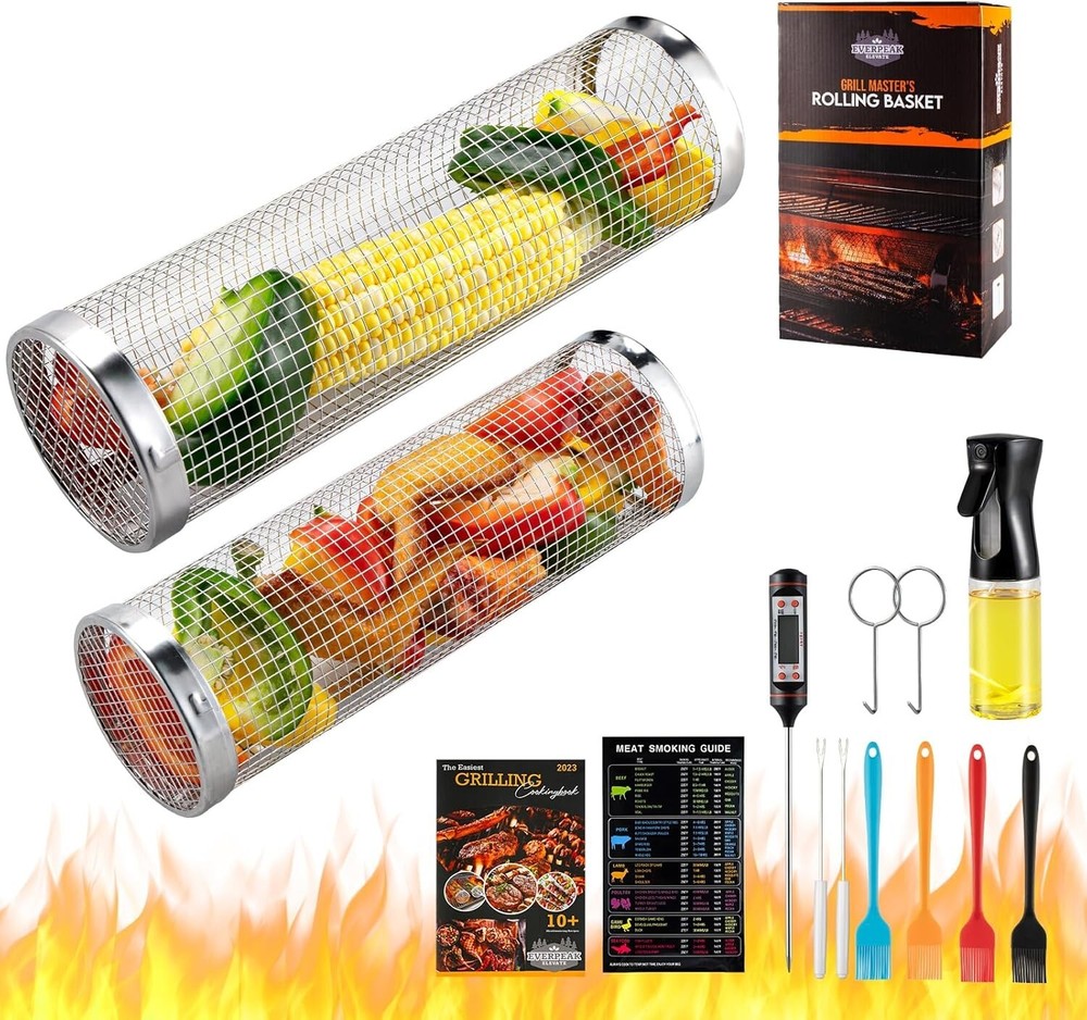 Everpeak Grill Masters Rolling Basket Kit