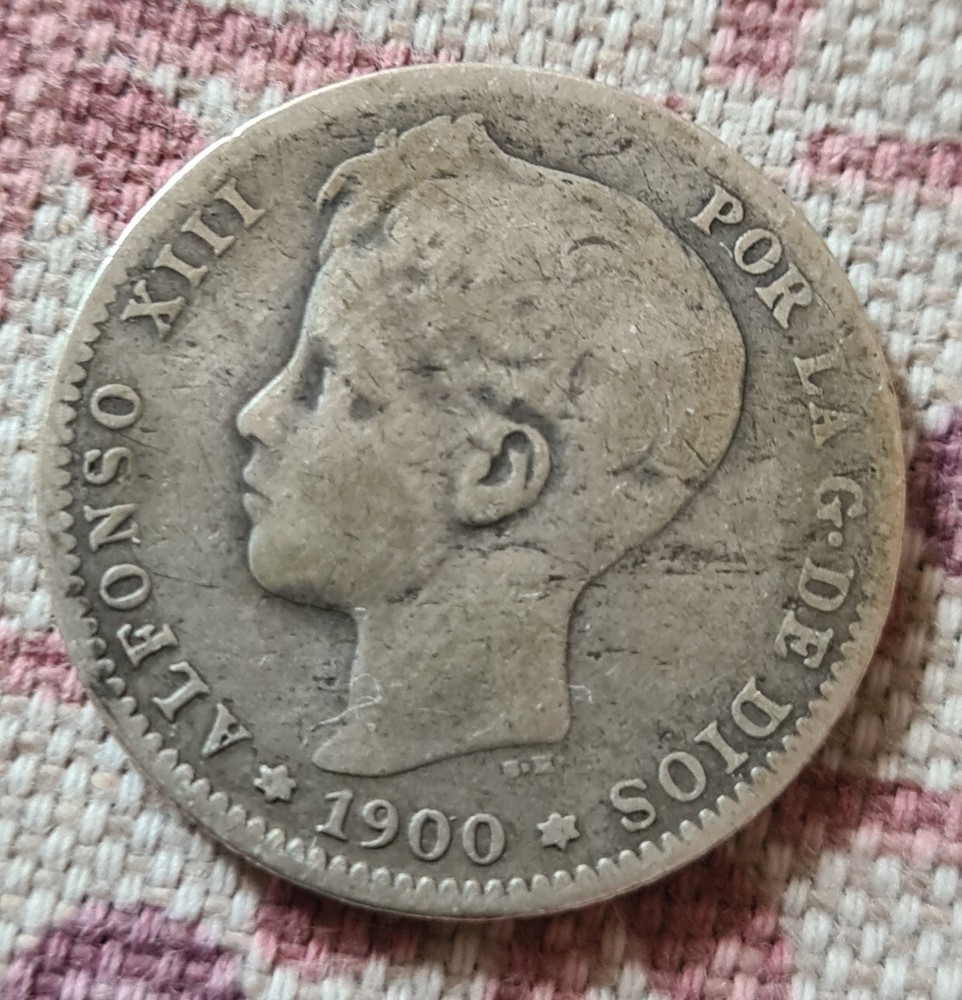 Spain - 1 Peseta 1900 Silver
