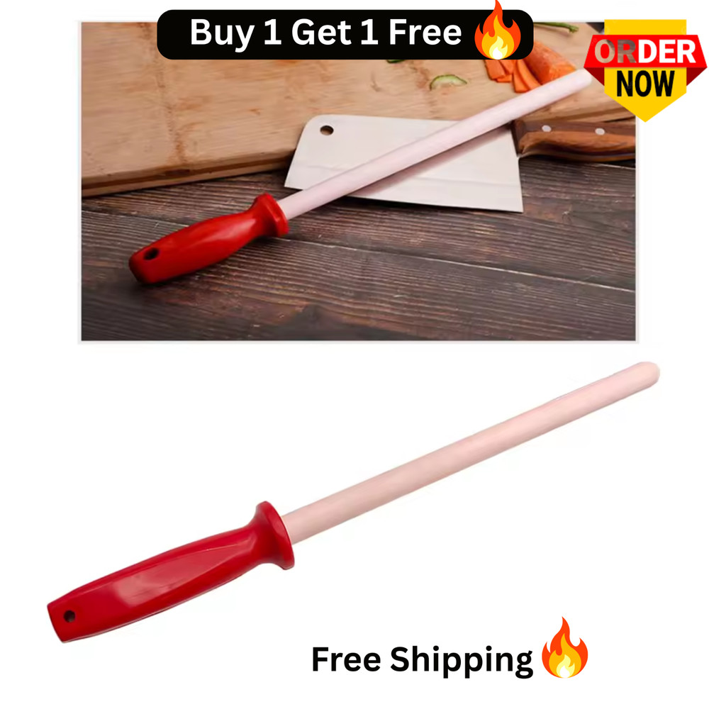 Ceramic Knife Sharpener | 12" Overall ~ Kitchen Tools Household Rod [RED]