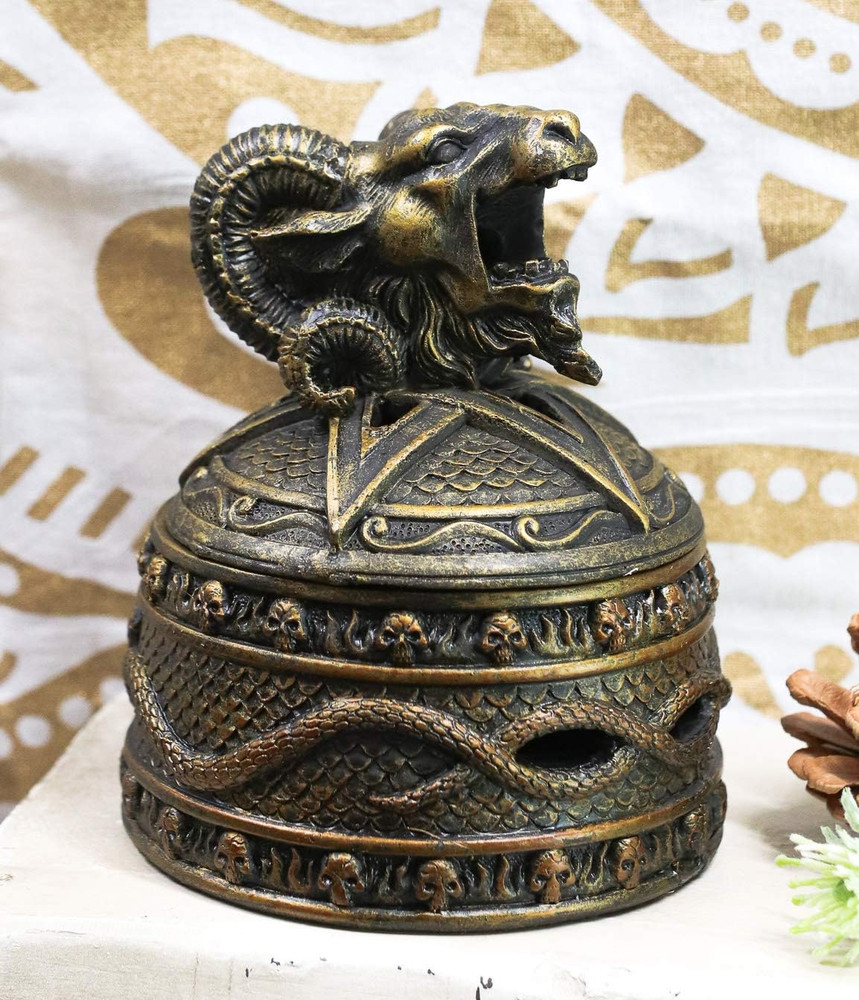 Ebros Satanic Sabbatic Goat Baphomet Smoking Backflow Incense Cone Burner Statu