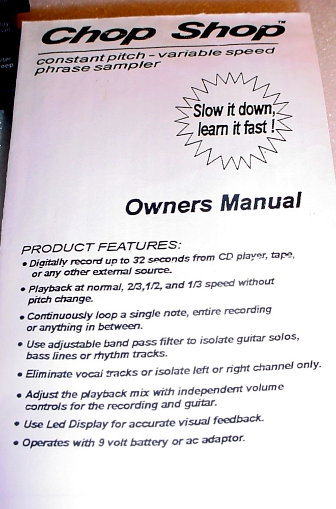 C Tech CHOP SHOP Constant Pitch Variable Speed Phrase SAMPLER W/ BOX & PAPERS