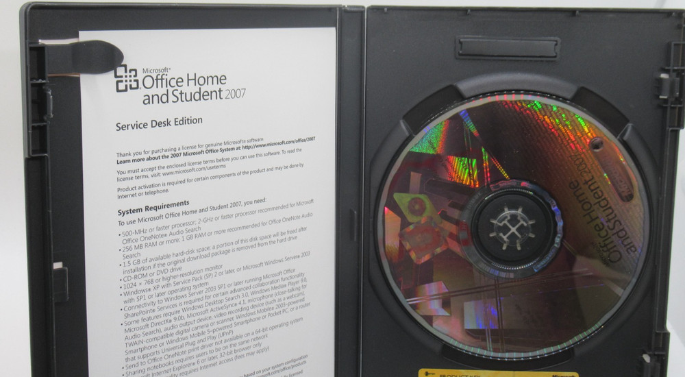 MICROSOFT OFFICE HOME & STUDENT- SERVICE DESK ED. 2007 CD & PROD.KEY, WIN XP