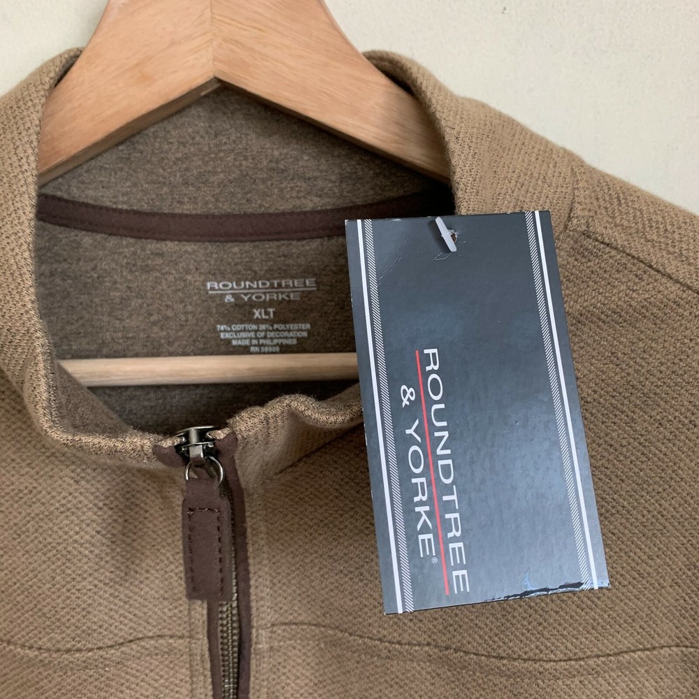 Roundtree Yorke Performance Shirt Pullover Khaki 1/4 Zip Pockets (3 Sizes) NEW