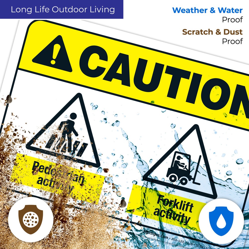 Pedestrian Activity Forklift Activity Sign, ANSI Caution Sign,