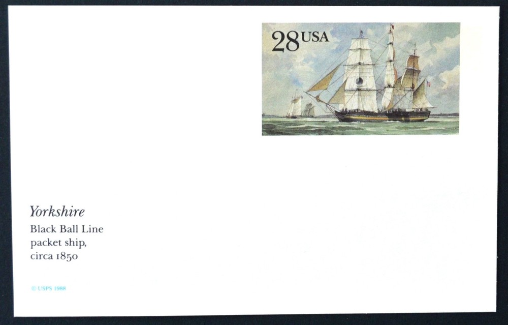 1988 US Sc. #UX122 postal card, 28 cent, mint, sharp corners, excellent shape