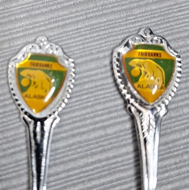Fairbanks Alaska Soviner Mini Spooon & Fork Set Tiny 2.5"
