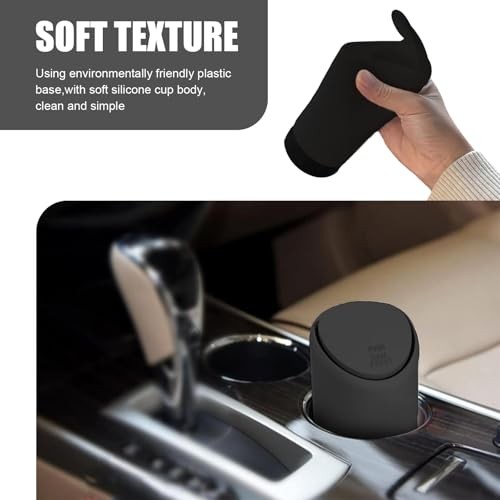 Car Trash Can with Lid, Soft and Squeezable Silicone Silent Trash Can,