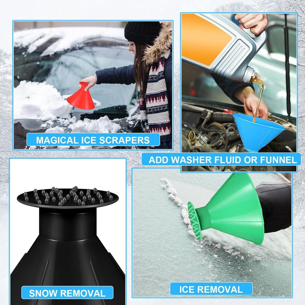 1Pc Magical Car Windshield Ice Snow Remover Scraper Tool Round Funnel Cone Red
