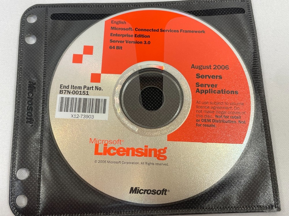 Microsoft Connceted Services Framework Ver 3.0 Standard & Enterprise Windows DVD
