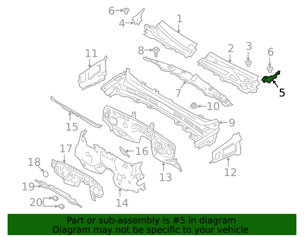 Genuine Ford Cowl Side Panel KB3Z21018A17A