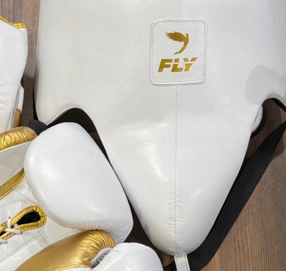 Fly Boxing Set White Gold Cowhide Leather Sparring & Training