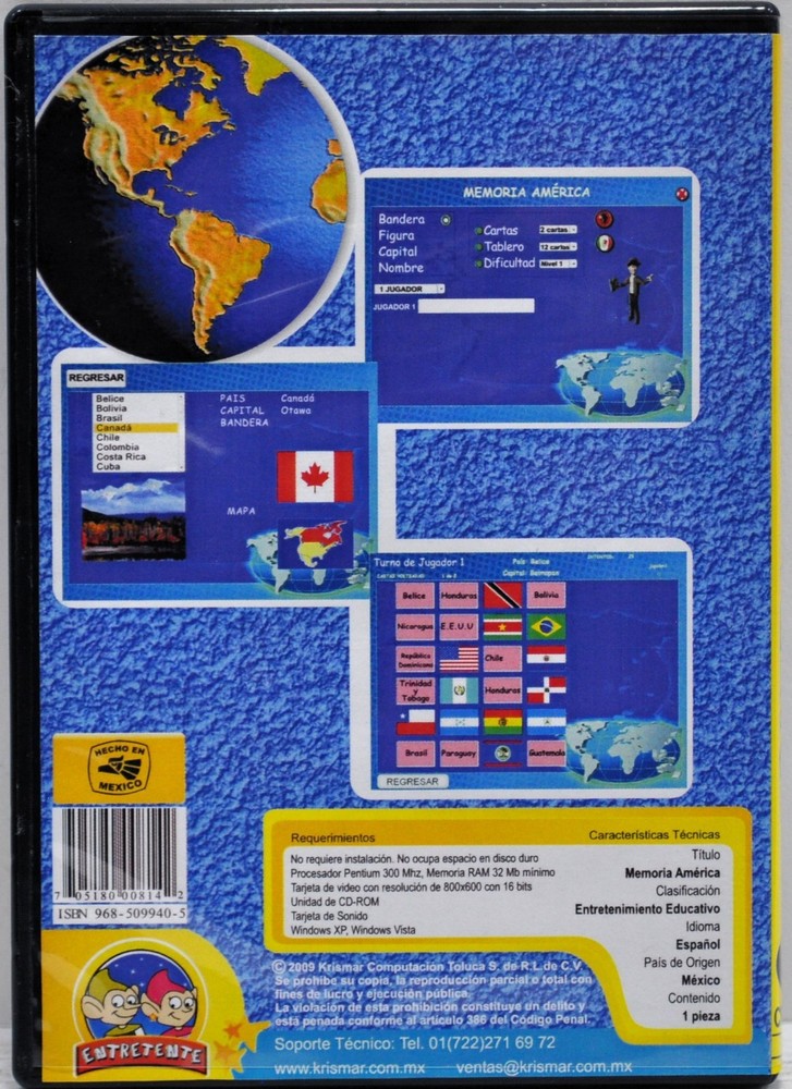 Memoria America - CD-ROM - Educational Computer Game - Spanish - Mexico