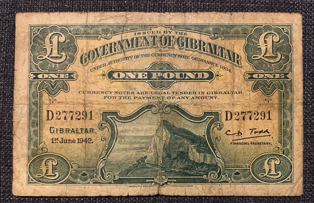 1942 GIBRALTAR One Pound £1 & 10 Shillings notes
