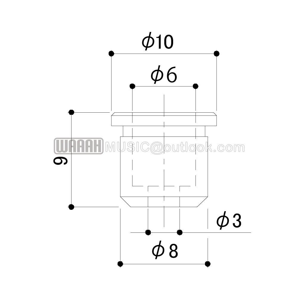 6pcs/set Brass Through Body String Ferrules String Bushings For Electric Guitar