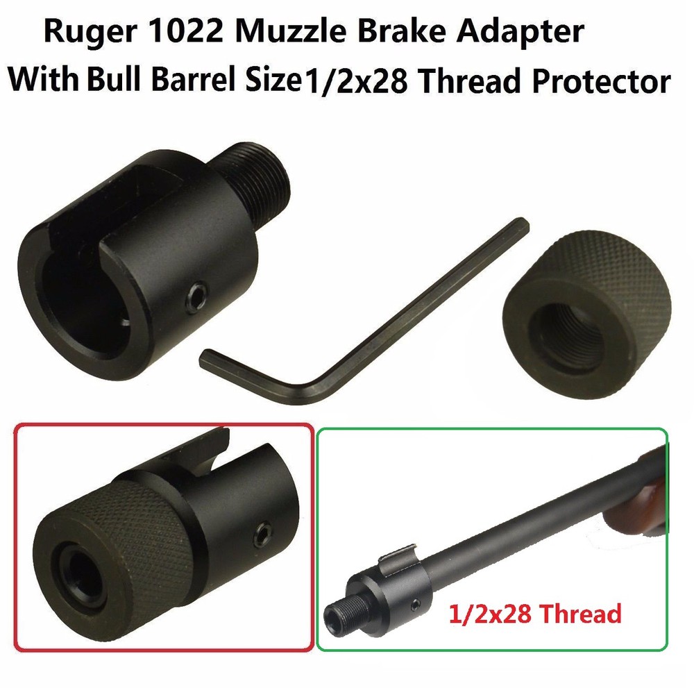 Ruger 10/22 1022 1/2"x28 Thread Muzzle Adapter knurled Steel Thread Protector