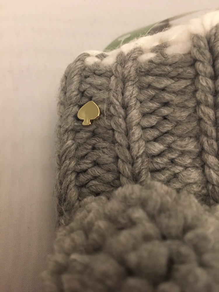 Kate Spade Knit Pom Pom Gray Mittens NWT