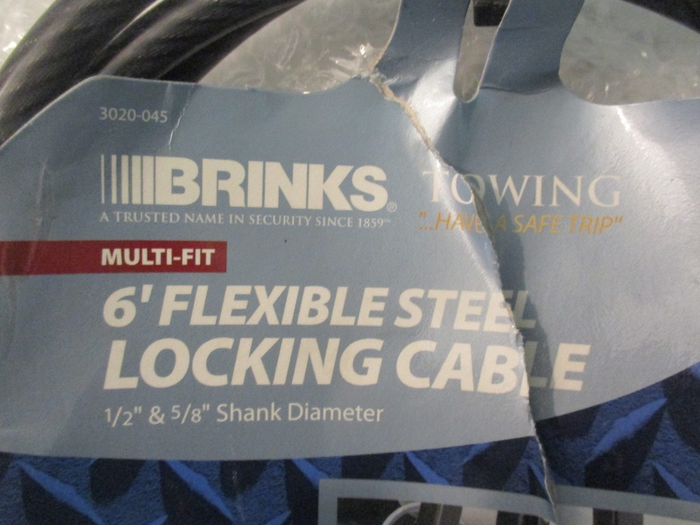 Brinks Towing Multi-Fit 6' Flexible Steel Locking Cable 1/2'' & 5/8'' Shank =