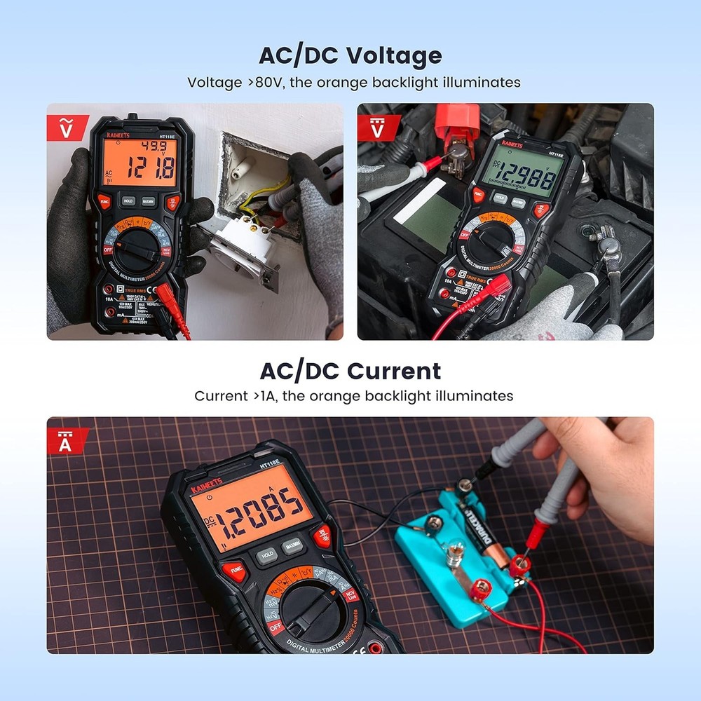 TRMS Digital Multimeter 20000 Counts - Auto-Ranging with Backlight & Case
