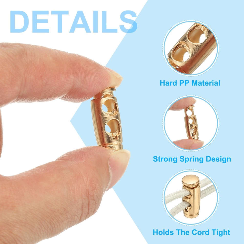 10PCS Metal Cord Locks for Drawstrings, Spring Cord Lock Stopper, Gold Silver
