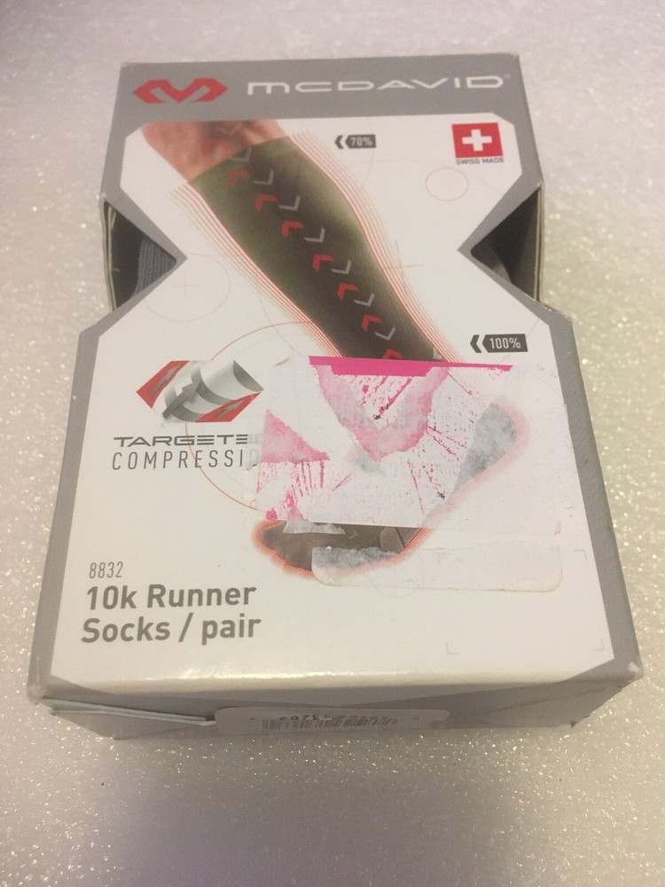Mcdavid 10K Runner Socks 8832 Targeted Compression Charcoal Small New In Box
