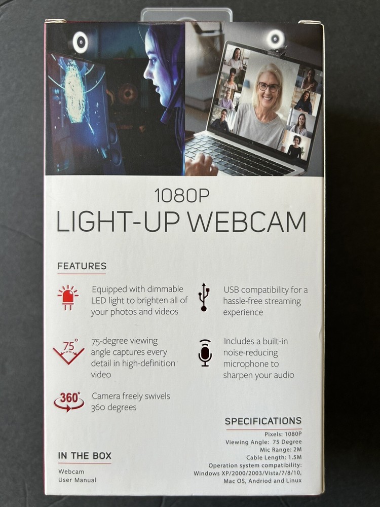 new sealed 1080p light up webcam