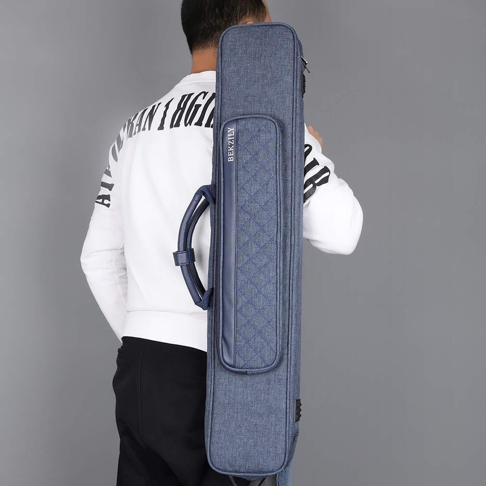 Pool Cue Stick Carrying Case Grid Design Blue