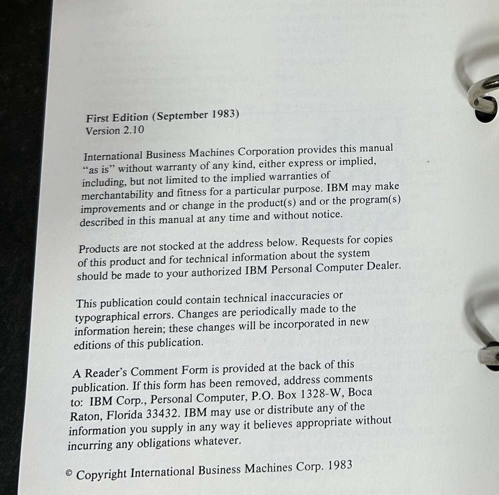 IBM Disk Operating System Vrs 2.1 Includes Software Ships Worldwide