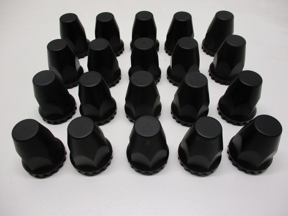 (20) Wheel Lugnut Black Plastic 33mm Thread On Nut Covers Caps / 2 3/4"