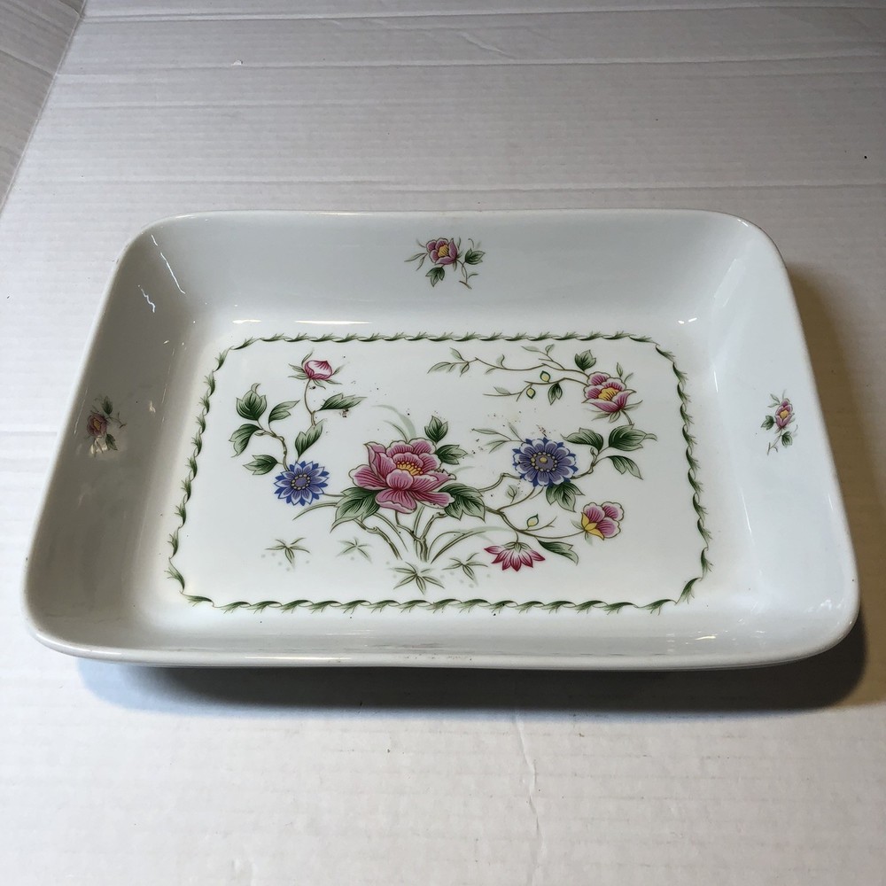 Vtg Andrea Sadek Spring Night Rectangular Baking Dish Floral Flowers GIL