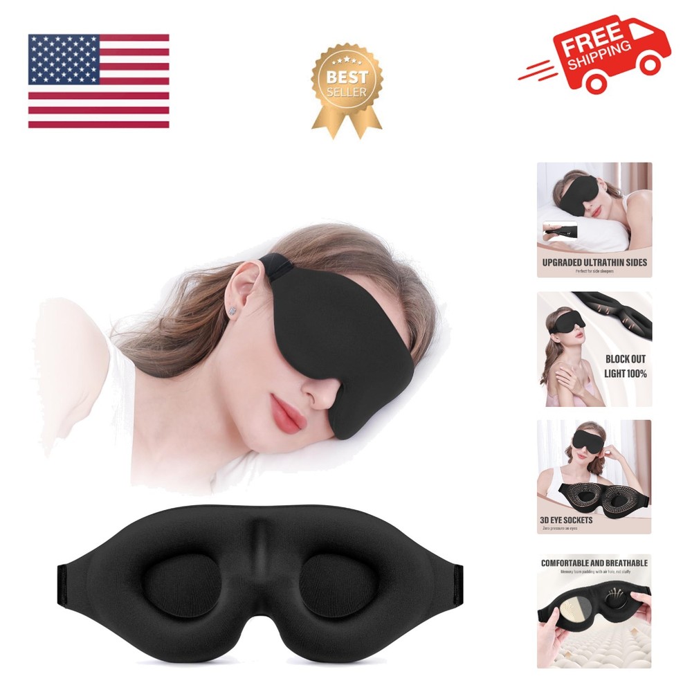 Sleep Mask for Side Sleeper, Complete Light Blocking 3D Sleeping Eye Mask, So...