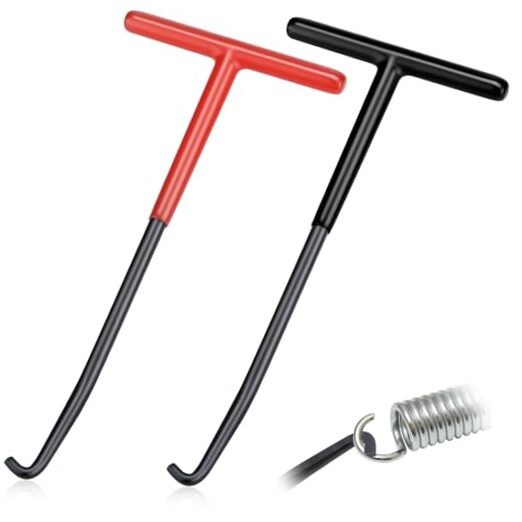 2 PCS Exhaust Spring Puller Tool, Motorcycle Exhaust Spring Hook, T Red + Black