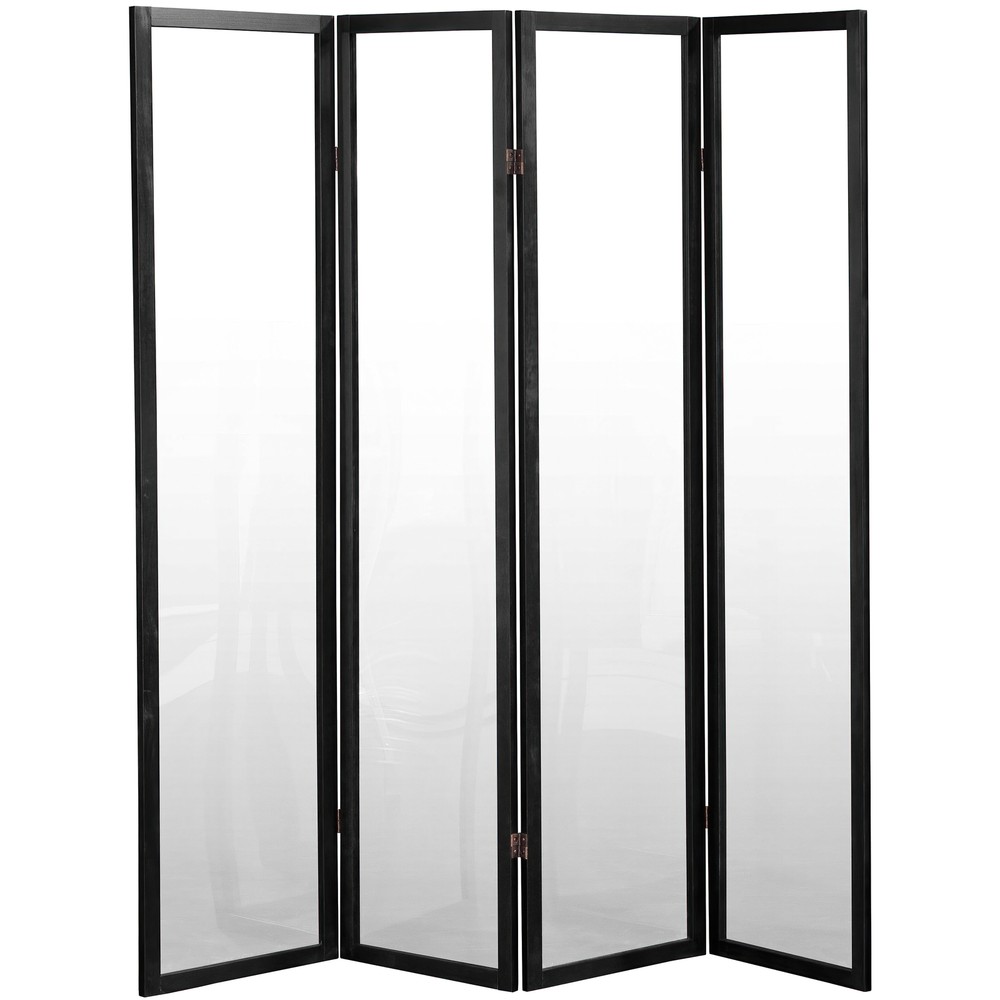 6 ft. Tall Clear Plastic Partition Black 4 Panel