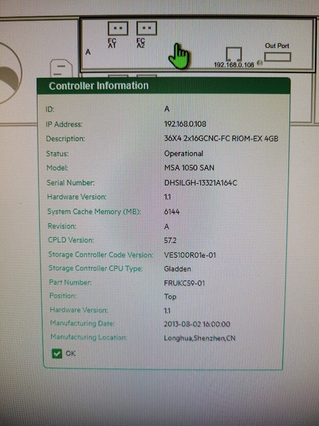Dot Hill Smart Array MSA 1050 SAN 2x FC Controller 81-00000078-00-01 Tested