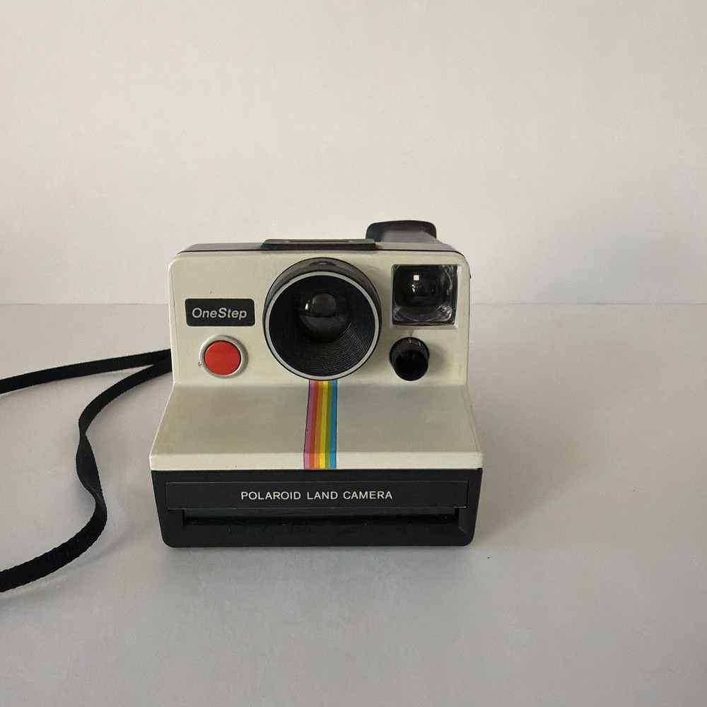 Polaroid One Step Land Camera Rainbow Stripe with Strap Vintage - Untested