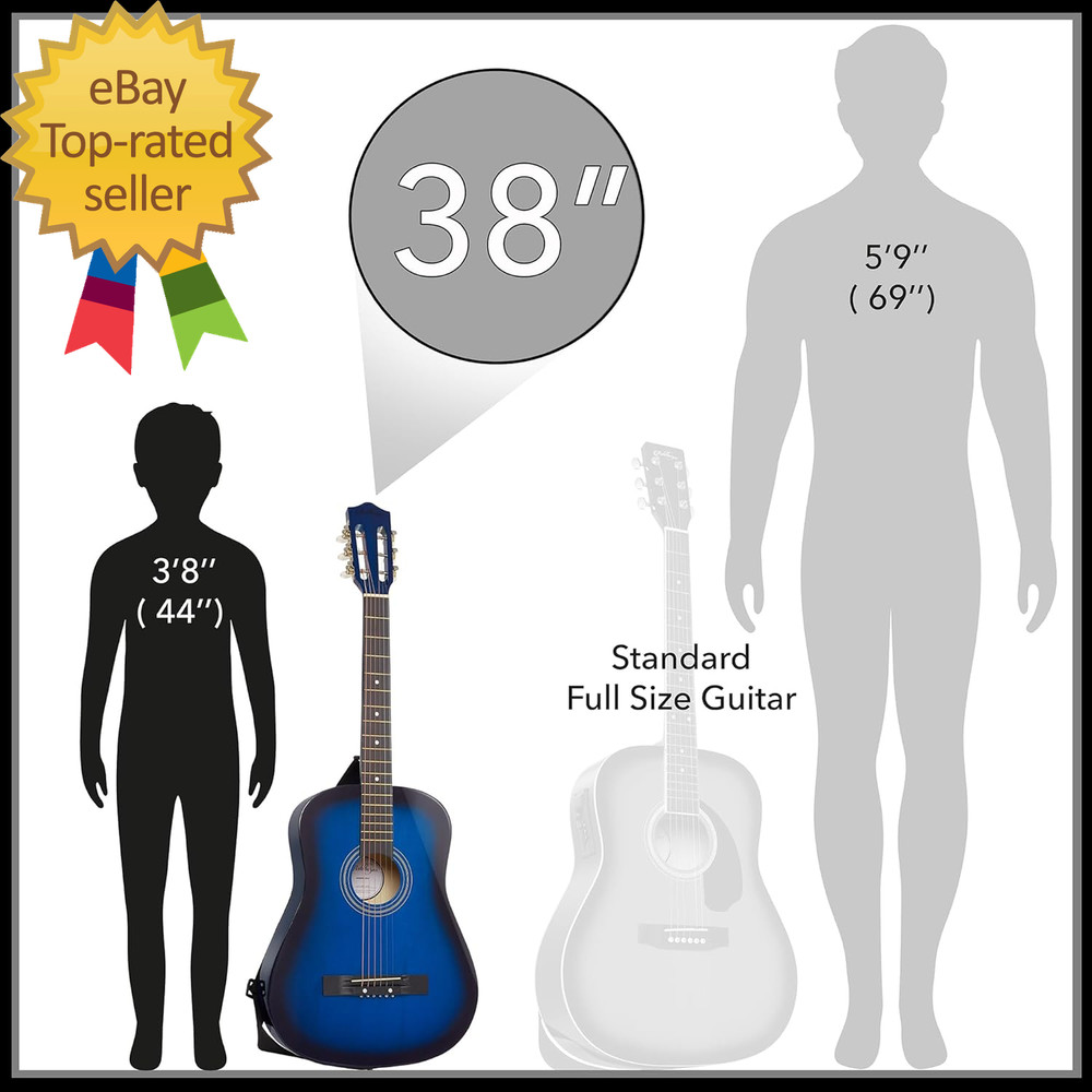 38-Inch Beginner Acoustic Guitar Package Basic Starter Kit W/Gig Bag Strings