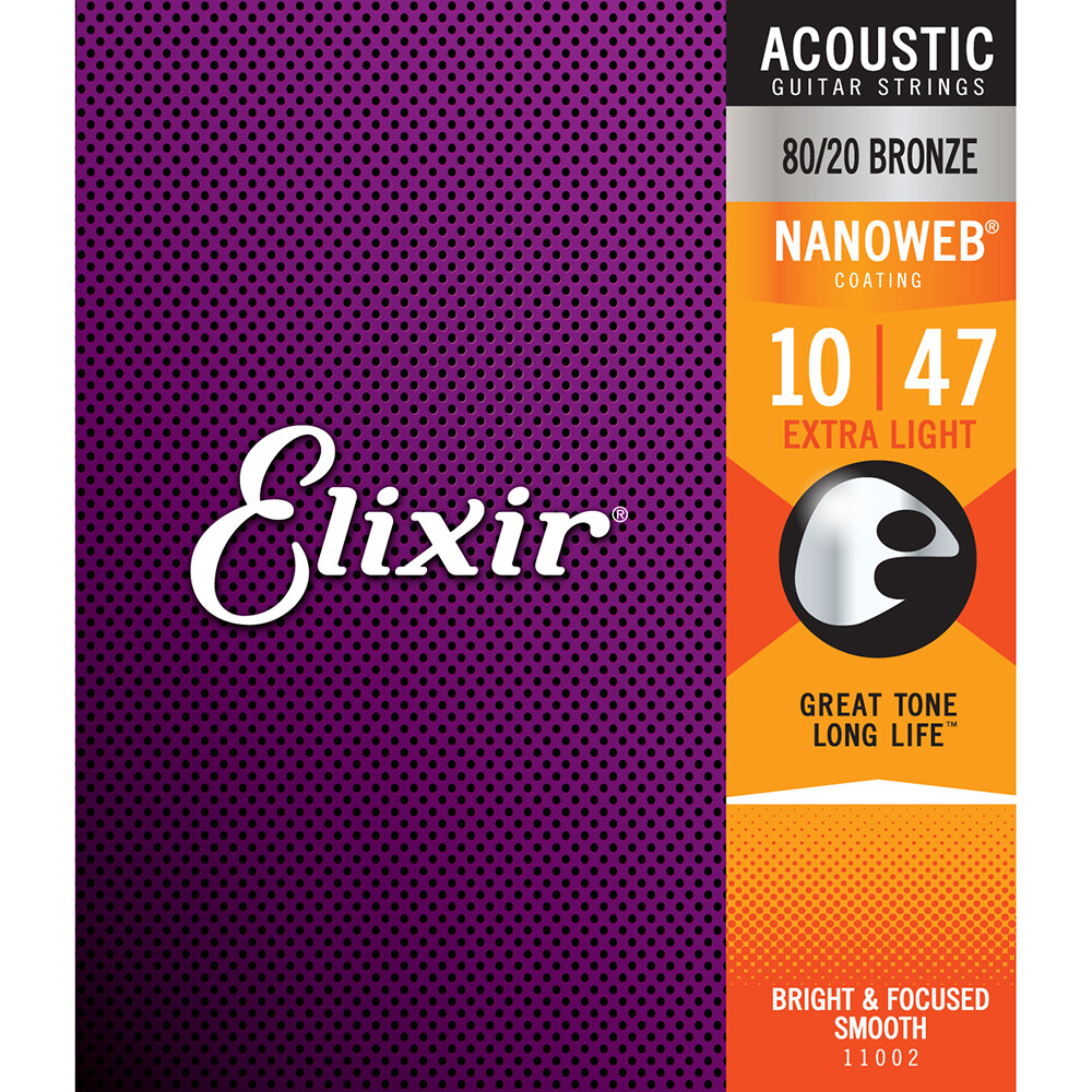 Elixir Nanoweb 80/20 Bronze Extra Light Acoustic Guitar Strings 11002 1 Set
