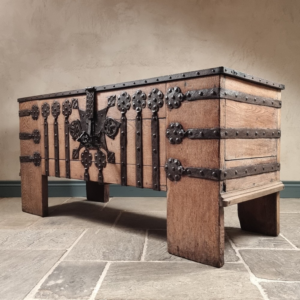 A 16th Century Iron Bound Coffer.