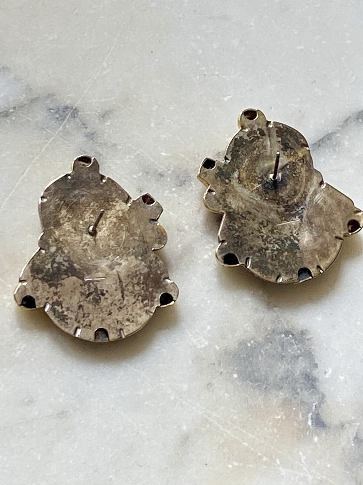 Vintage silver tone snowman Statement Earrings
