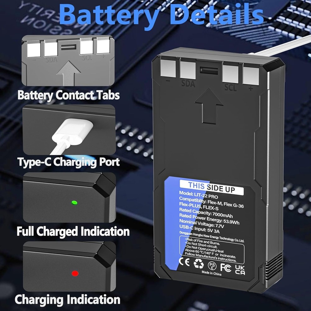 2-Pack 7000mAh Replacement for LIT-22 Rechargeable Lithium Battery Pack