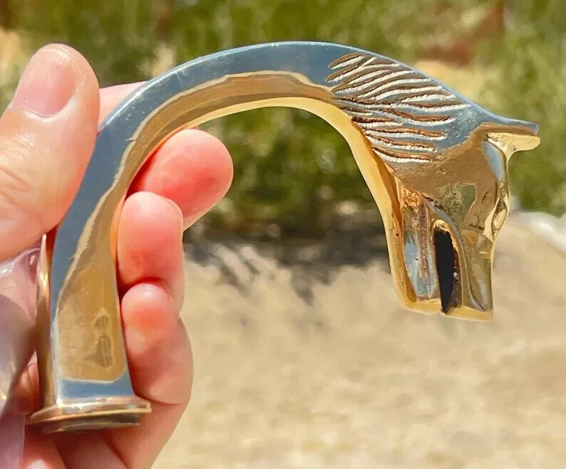 Handmade Wolf Head Shaped Brass Walking Stick Handle