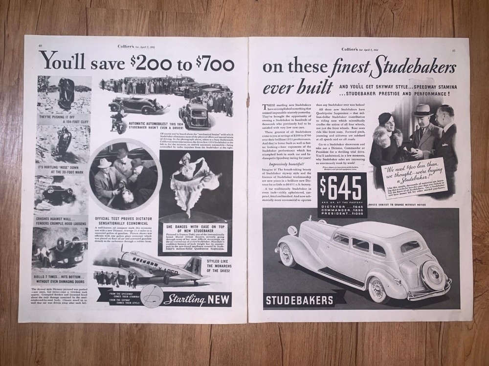 Magazine Ad* - 1934 - Studebaker - (two-pages)