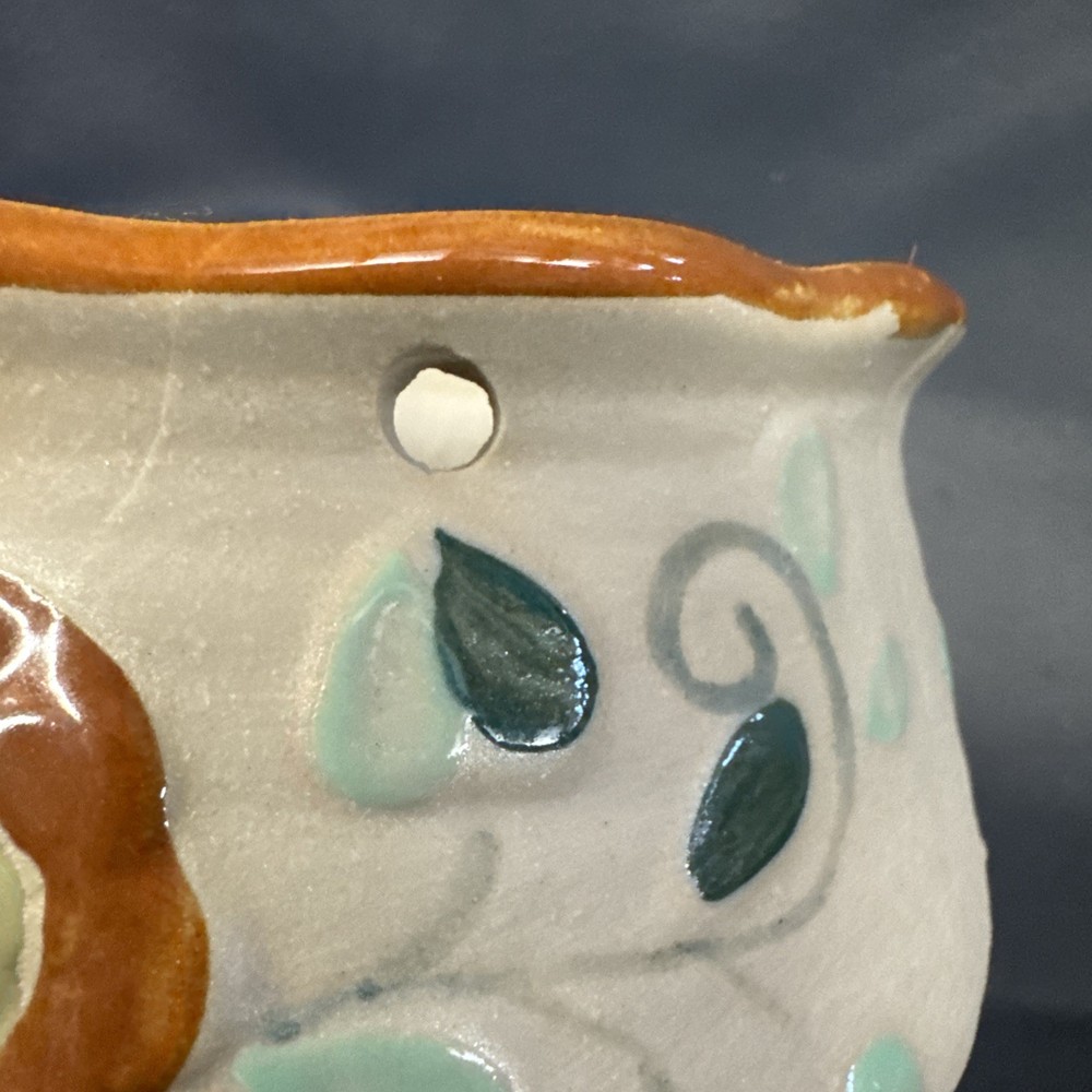 Art Pottery - Hand Painted - Floral Pattern Clay Planter