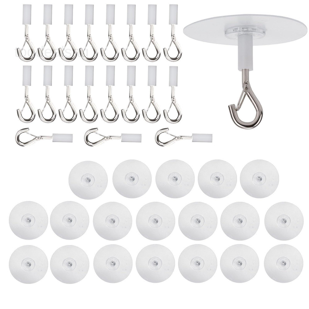5pcs Strong Self Adhesive Ceiling Hooks, Heavy transparent, silver