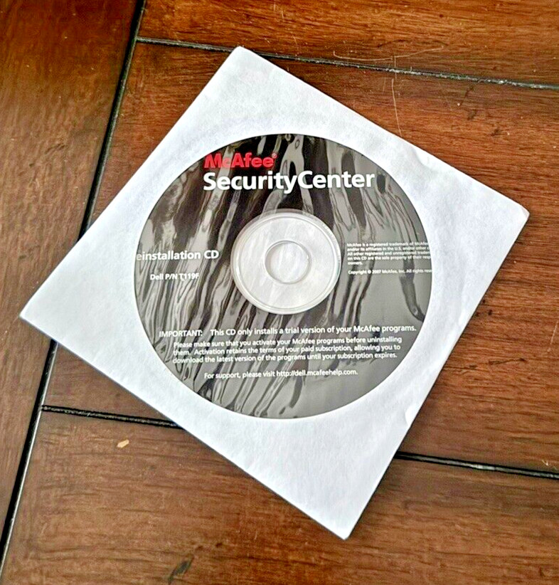 McAfee Security Center Reinstallation CD