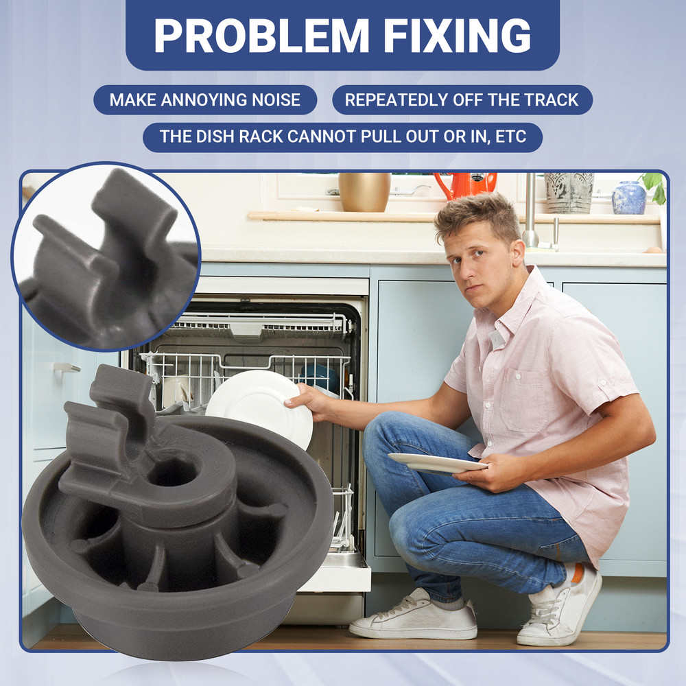 4-Pack Lower Dishrack Roller Assembly Compatible with LG Dishwasher