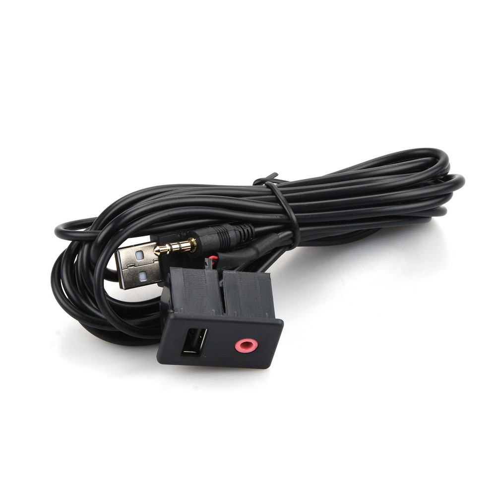 3.5mm Car Boat Audio USB AUX Adapter Dash Flush Mount Panel With 1.5M Cable D