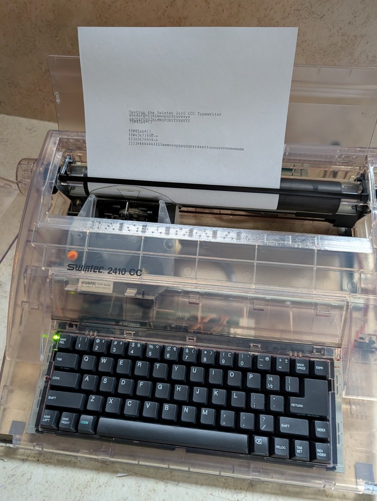 Swintec 2410 CC Clear Typewriter Model AX-150 Prison Clear Tested Working
