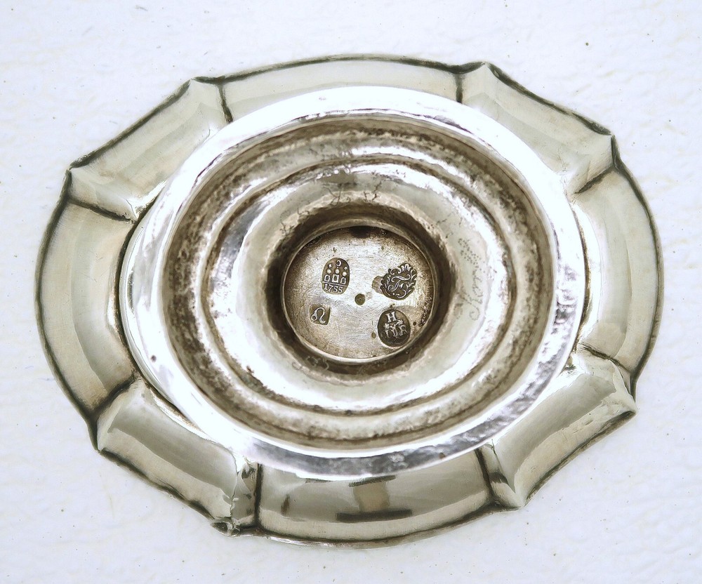 Danish Solid Silver Raised Pedestal Bowl Dish Marked Johan Roschke Dated 1755